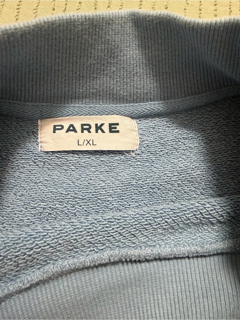 Parke Baby Blue Crewneck Sweatshirt with White Collegiate Lettering - Picture 4 of 7